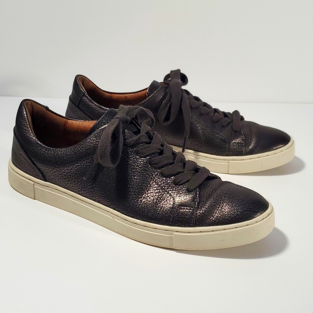 Frye Ivy Low Lace Sneakers Black Pewter sz 10